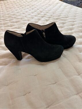 Sacha London Black Suede Ankle Booties with Block Heel